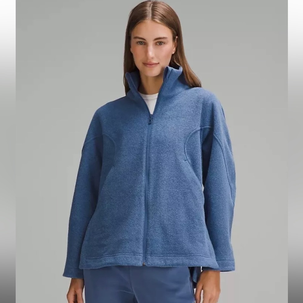 Lululemon Looped Terry Fleece Full Zip, Pitch Blue, Size 4, NWT